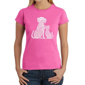 LA Pop Art Women's Word Art T-Shirt - Dogs and Cats - 1 of 4