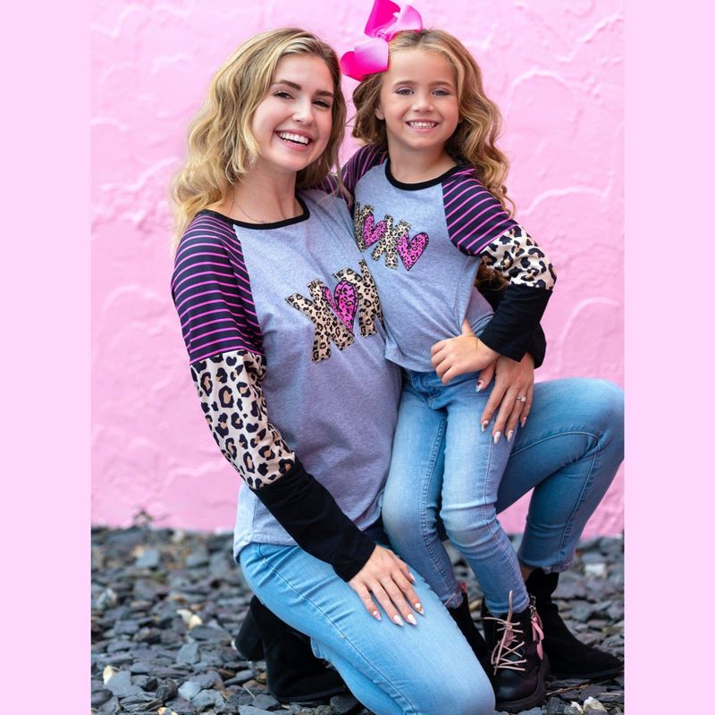 Girls Mommy And Me Leopard X's And O's Colorblock Top - Mia Belle Girls, 3 of 7