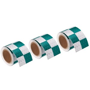 Unique Bargains Waterproof High-Visibility Warning Adhesive Reflective Tapes 10 Ft x 2 Inch 3 Rolls Green White - 1 of 4
