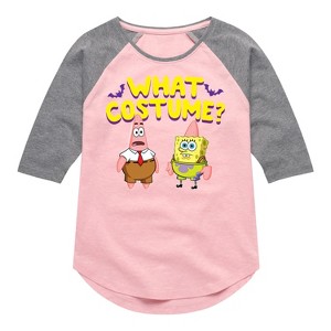 Girls' - SpongeBob SquarePants - What Costume Shirt Tail Raglan Graphic T-shirt - 1 of 4