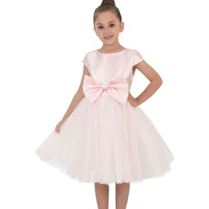 2Bunnies Girl Toddler Satin A-Line Bow Tulle Flower Girl Dress - 1 of 4