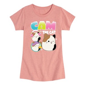 Girls' - Squishmallows - Cam The Cat Fitted Short Sleeve Graphic T-Shirt - 1 of 4