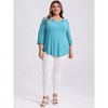 GRACE & GRANDEUR Women's Plus Size Smocked Notch V Neck 3/4 Sleeve Dressy Casual Blouses - image 2 of 3