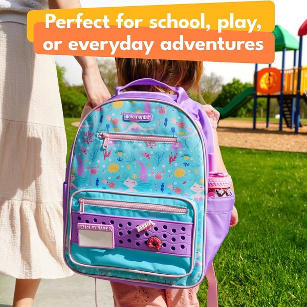 Mochila infantil Elemental Buddy Series para niños de 4 a 8 años, bolso escolar de 15 pulgadas para jardín de infantes y primaria, con panel de encanto y etiqueta de nombre, 12L 8
