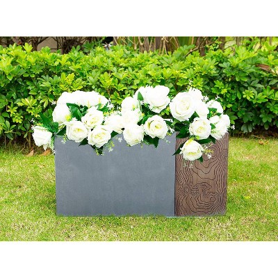 Rosemead Home & Garden, Inc.12" Wide Elegant Indoor/Outdoor Rectangular Concrete/Fiberglass Planter Timber Ridge: Weather-Resistant