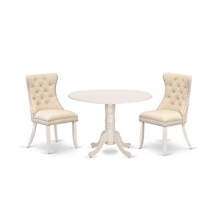 3-Piece Linen white Solid Wood Top-Round Dining Room Set -Seats 4 - 1 of 4