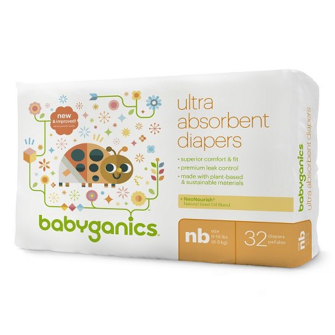 Babyganics Ultra Absorbent Diapers Jumbo Pack - Size Newborn - 32ct - image 1 of 3
