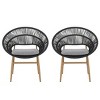 Set of 2 Wicker Patio Dining Chairs with Backrest, All-Weather Outdoor Chairs with Metal Frame for Backyard, Balcony, or Deck-Maison Boucle - 3 of 4