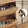 Rattan Shoe Storage Cabinet with 2 Flip Doors & 1 Drawer, 3-Tier Adjustable Shelves, Freestanding Organizer for Entryway Hallway Living Room - 3 of 4