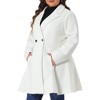 Women's Plus Size Elegant A Line Notched Lapel Double Breasted with Pockets Pea Coats - Agnes Orinda - 2 of 4