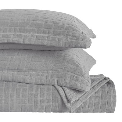 Dawton Hill Solitaire Cotton Matelassé Decorative Bedspread And Pillow Sham Set – 100% Cotton, Machine Washable, OEKO-TEX Certified