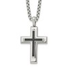 Chisel Stainless Steel Polished with Black Cubic Zirconia Cross Pendant on a 22" Box Chain Necklace - 2 of 4
