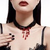 Gothic Blood Drop Fringe Choker With Crystal & Pearl Beads For Vampire Halloween Punk Jewelry - 2 of 4