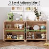 MaseiKarSideboard Buffet Set of 2, 31" Storage Cabinet with 2 Doors and Adjustable Shelves, for Dining, Kitchen and Living Room - Oak - 4 of 4