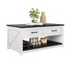 3-in-1 Farmhouse Coffee Table Board Game & Puzzle Table with Drawer For Living Room Bedroom Storage - 3 of 4