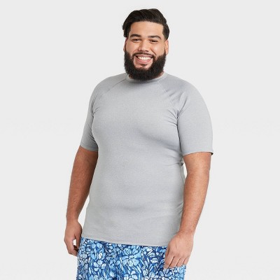  Big & Tall Men's Swim Sun Shirt Short Sleeve Heather Gray 2XLT  #934F : Clothing, Shoes & Jewelry