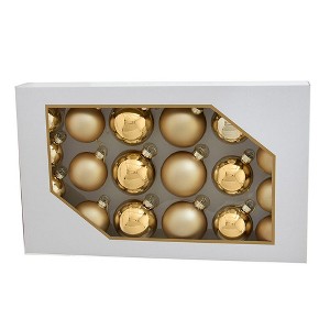 Kurt Adler 60-80MM Shiny and Matte Champagne Gold Glass Ball Ornaments, 20-Piece Set - 1 of 4
