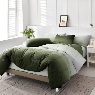 Der Rose BALHAM TRADE-7 Pieces King Comforter Set All Season Lightweight Gradient Dark Green Down Bedding Blue-Queen 90"x90" — фото 8