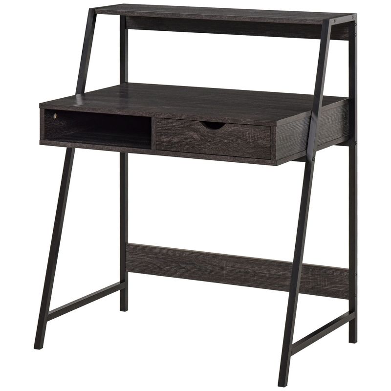 HOMCOM Home Office desk, Computer Desk for Small Spaces, Writing Table with Drawer and Storage Shelves, 4 of 7