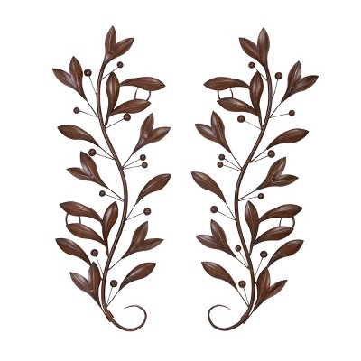 Set of 2 Traditional Metal Decorative Wall Sculpture Brown - Olivia & May