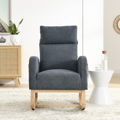 CAVINAS Upholstered Accent Chair with High Backrest,Modern Rocking Chairs with Two Side Pockets for Bedroom,Reading Room
