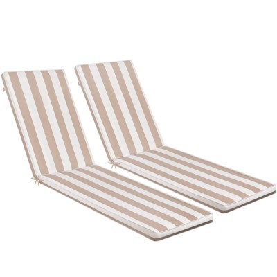 2PCS Set Outdoor Lounge Chair Cushion Replacement Patio Funiture Seat Cushion Chaise Lounge Cushion-Blue/white