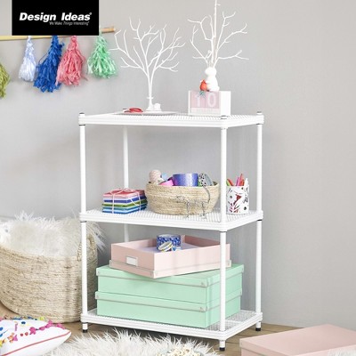 MeshWorks 3-Tier Adjustable White Metal Utility Shelving Unit