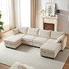 TiramisuBest 113.5" U-Shaped Modular Corduroy Sectional Sofa with Storage Ottoman, 6-Seat Convertible Chaise for Living Room,Black - 2 of 4