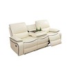 MAYEERTY Power Reclining Sofa, Electric 3-Seat Leather Recliner with USB Charging, Reversible Table & LED Lighting for Living Room, Off-White - 2 of 4