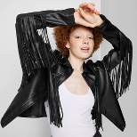 Women's Fringe Cropped Faux Leather Jacket - Wild Fable™