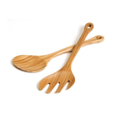 Natural Bamboo Salad Bowl Set with Servers