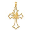 Black Bow Jewelry 14k Yellow Gold Fleur de Lis Dove Cross Pendant, 18 x 32mm - 3 of 4