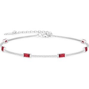 Dainty Sterling Silver Birthstone Bracelet, Simple Charm Link Jewelry, Birthday Anniversary Christmas Gift for Women - 1 of 4