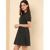 Allegra K Women's Heart Dots Print Short Sleeve A-Line Peter Pan Collar Mini Dress - 4 of 4