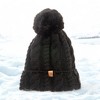 Canada Weather Gear Women's Cable Knit Beanie with Thermal Plush Lining and Faux Fur Pom - image 4 of 4