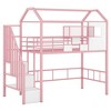 TIRAMISUBEST Metal House Loft Bed with Storage Staircase and Shelves, Twin Size Loft Bedframe with Storage Box, Roof and Window Design - 4 of 4