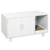 BDELITE Wooden Cat Litter Box Enclosure & House with End Table Design, Scratcher, & Magnetic Doors-35.75*20.50*20.00 Inch, White - 2 of 4