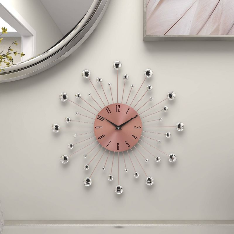 15"x15" Metal Starburst Wall Clock with Crystal Accents - Olivia & May, 3 of 16