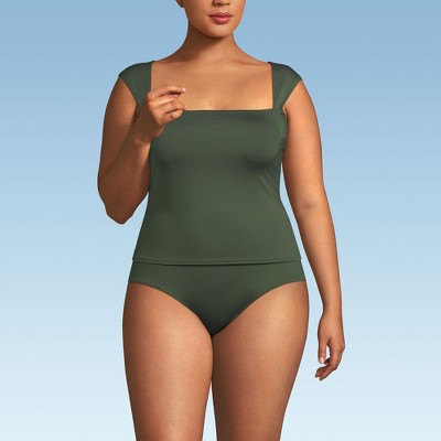 Lands' End Womens Square Neck Underwire Square Back Tankini Swimsuit Top