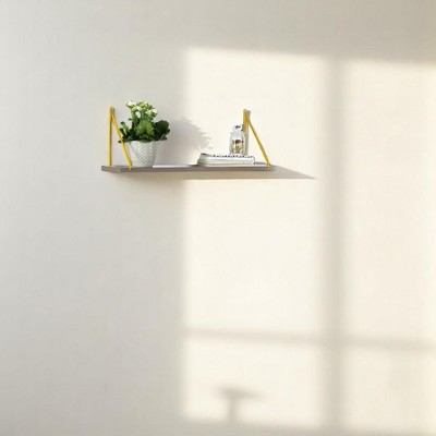Vynxaria Rustic Floating Wall Shelf - Wall-Mounted, Corbel Brackets, Walnut/Chrome, 28"x10"x7"