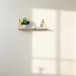 Vynxaria Rustic Floating Wall Shelf - Wall-Mounted, Corbel Brackets, Walnut/Chrome, 28"x10"x7" - 1 of 4
