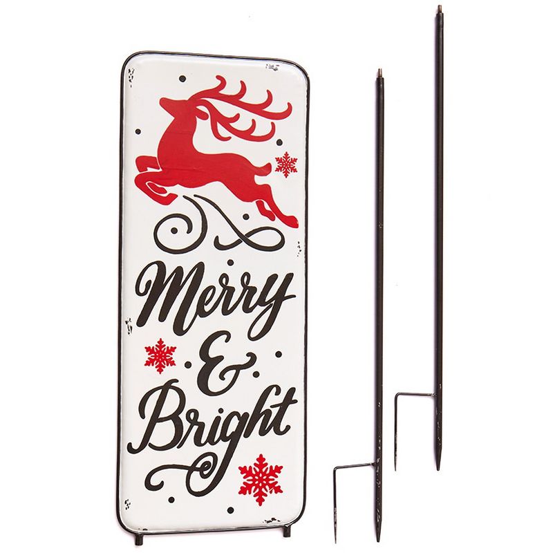 The Lakeside Collection Merry and Bright Decorative Enamelware Holiday Garden Stake for Outdoors, 1 of 5