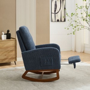 WhizMax Gliding Rocking Chair With Retractable Footrest & High Back, Upholstered Lounge Armchair With Side Pocket For Living Room Bedroom - 1 of 4