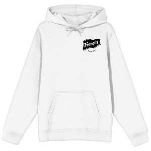 French's Black Logo Adult White Long Sleeve Hooded Sweatshirt - 1 of 3