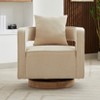 Hrinhom 29"W Upholstered Linen Blend Swivel Chair,Modern Accent Chair with Pillow and Wooden Base - 3 of 4