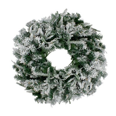 Northlight Pre-Lit Flocked Winfield Fir Artificial Christmas Wreath - 36-Inch, Warm White LED Lights