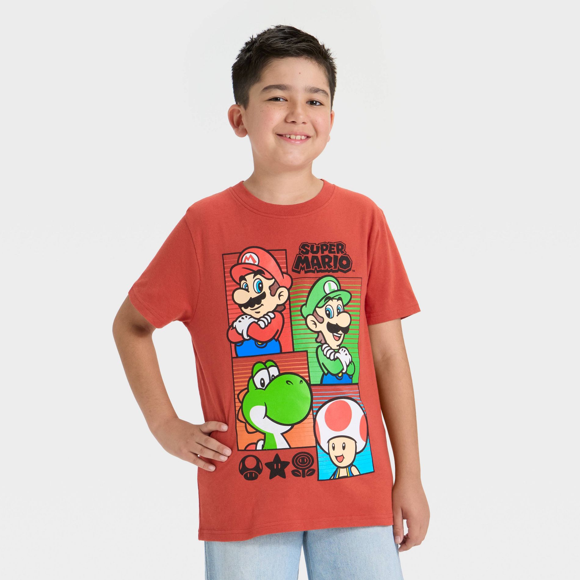 Boys' Nintendo Super Mario Short Sleeve Graphic T-Shirt - Red XS