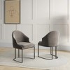 POVISON Modern Luxury Flannel Velvet Dining Chairs Set of 2, Barrel Accent Chairs, Gray - 2 of 4
