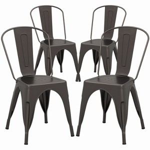 Tangkula Tolix Style Metal Dining Chairs Set of 4 w/ Removable Backrest for Dining Room - 1 of 4