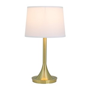 Yosemite Home Decor Bryce 1-Light Table Lamp in Brushed Gold with White Fabric Shade - 1 of 4